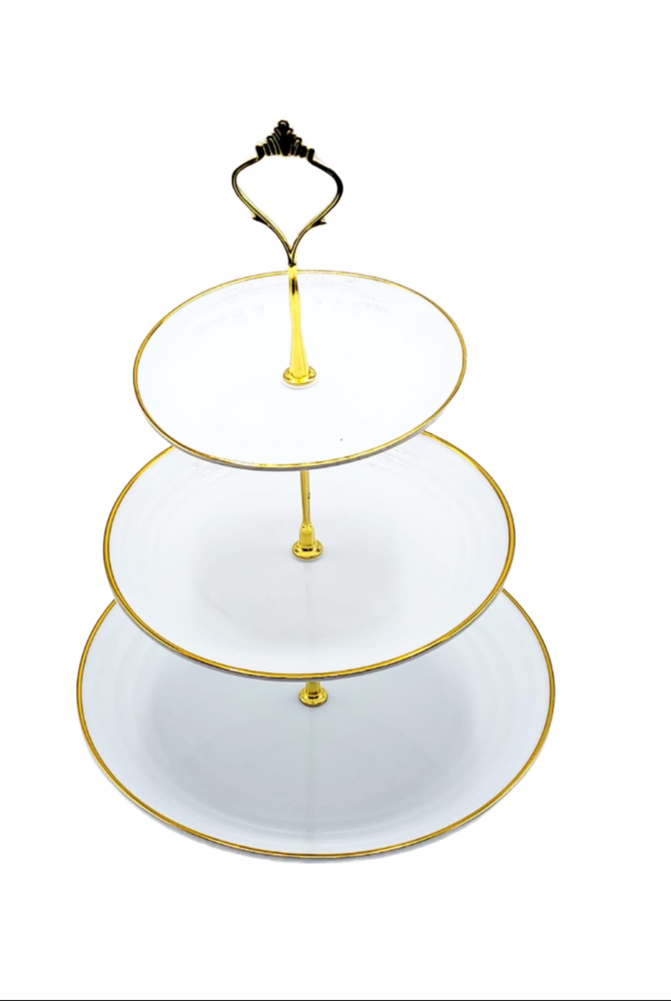 Platou supraetajat pentru prajituri cu 3 niveluri , alb