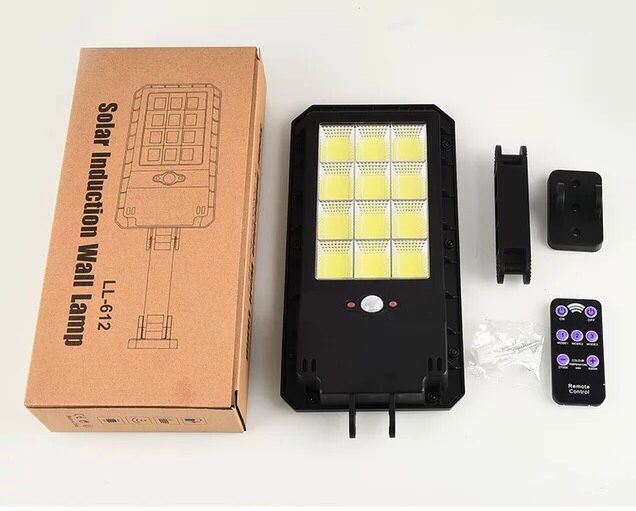 Proiector solar ll  612 cu 12 casete luminoase cob ,senzor de miscare si acumulator