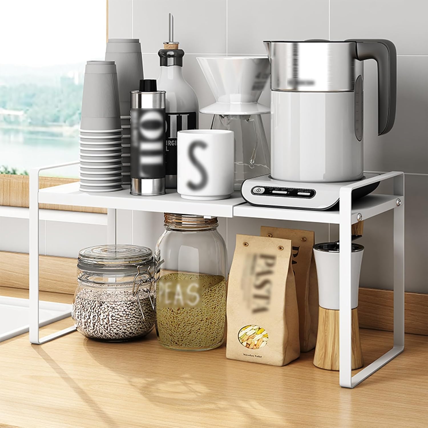 Raft extensibil pentru bucătărie, metal, alb, 38-60 cm lungime