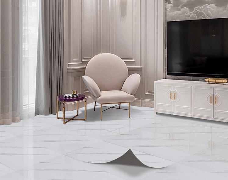 Set 10 placi autoadezive pentru pardoseala sau perete tip marmura alba  60x60 cm