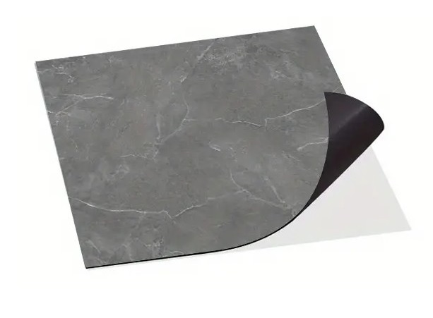 Set 10 placi autoadezive pentru pardoseala sau perete tip marmura culoare gri inchis   60x60 cm