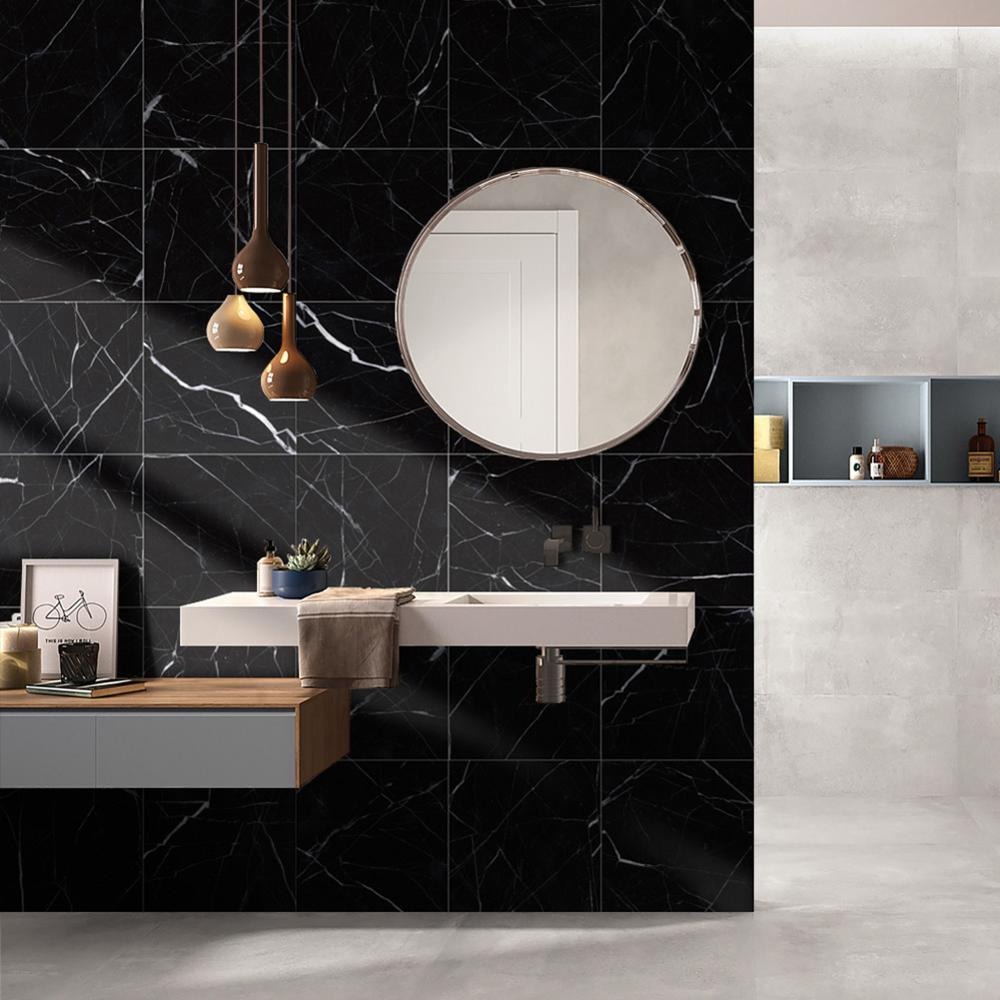 Set 10 x panouri decorative  60x60 cm autocolante tip marmura neagra 