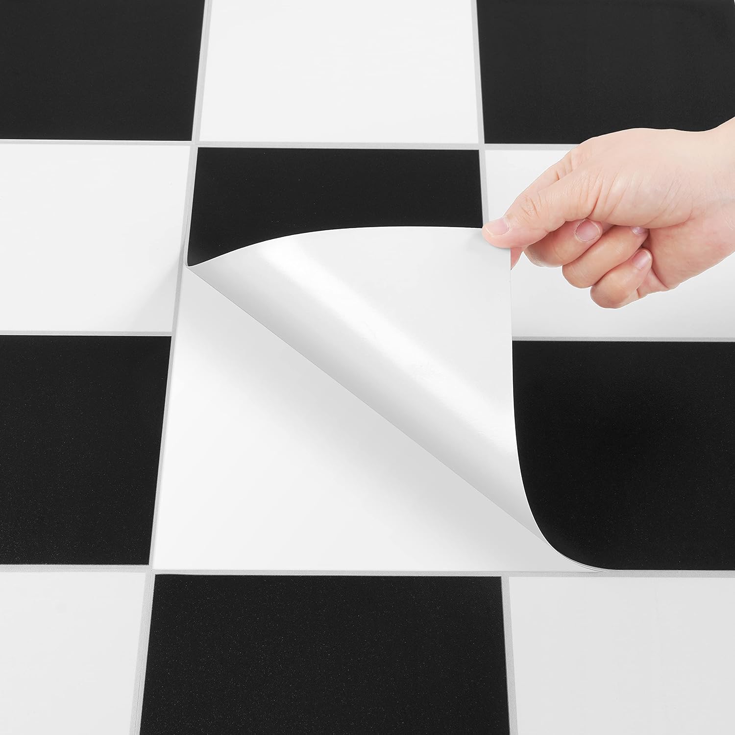 Set 12 placi autoadezive 30x30 cm rezistente la apa ,pentru gresie si faianta , model alb+negru