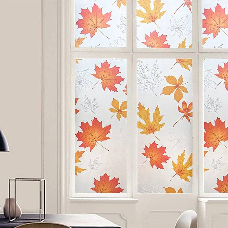 Set 2 folii autoadeziva pentru geam frunze aramii 45 x 500 cm