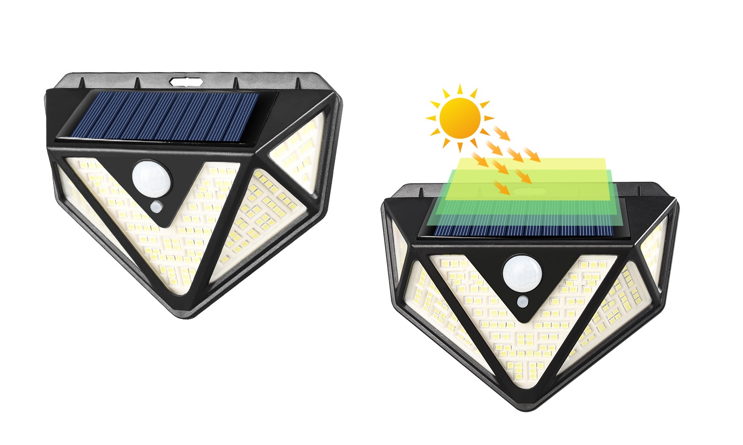 Set 2 lampi  solare 100 led-uri  si senzor de miscare