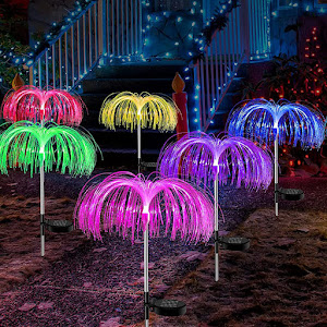 Set 2 lampi solare tip palmier rgb pentru gradina