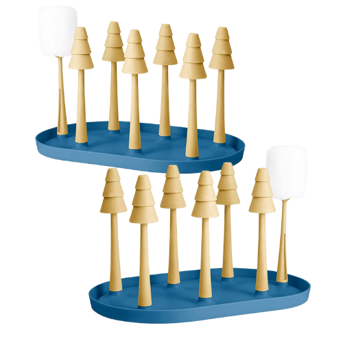 Set 2 scurgătoare pentru 6 pahare, cu tavă și burete, 26.6 x 17.9 x 15.6 cm