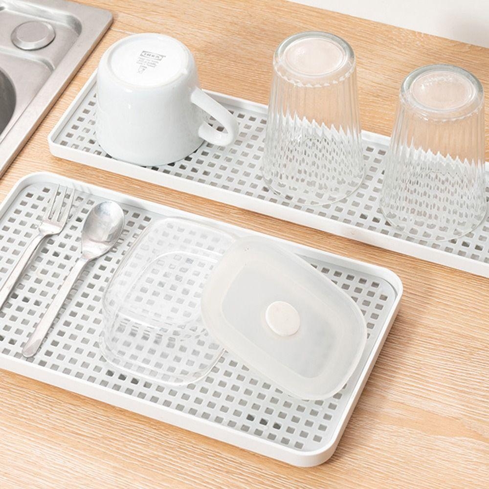 Set 2 suporturi pentru scurgere pahare și tac&acirc;muri, două dimensiuni, alb