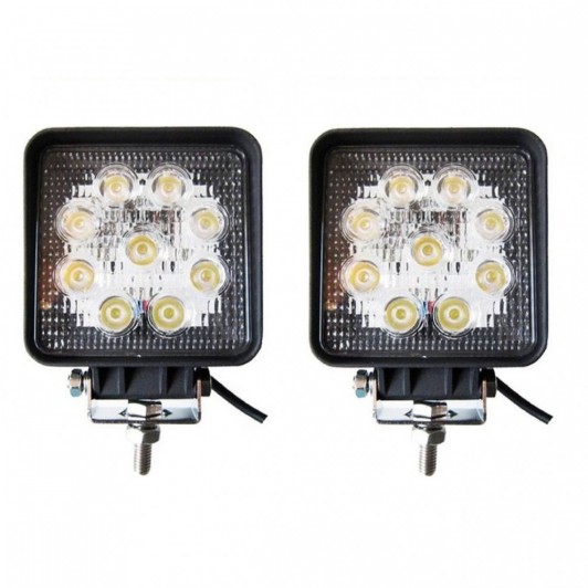Set 2 x proiector led auto offroad 27w12v-24v, 1980 lumeni, patrat