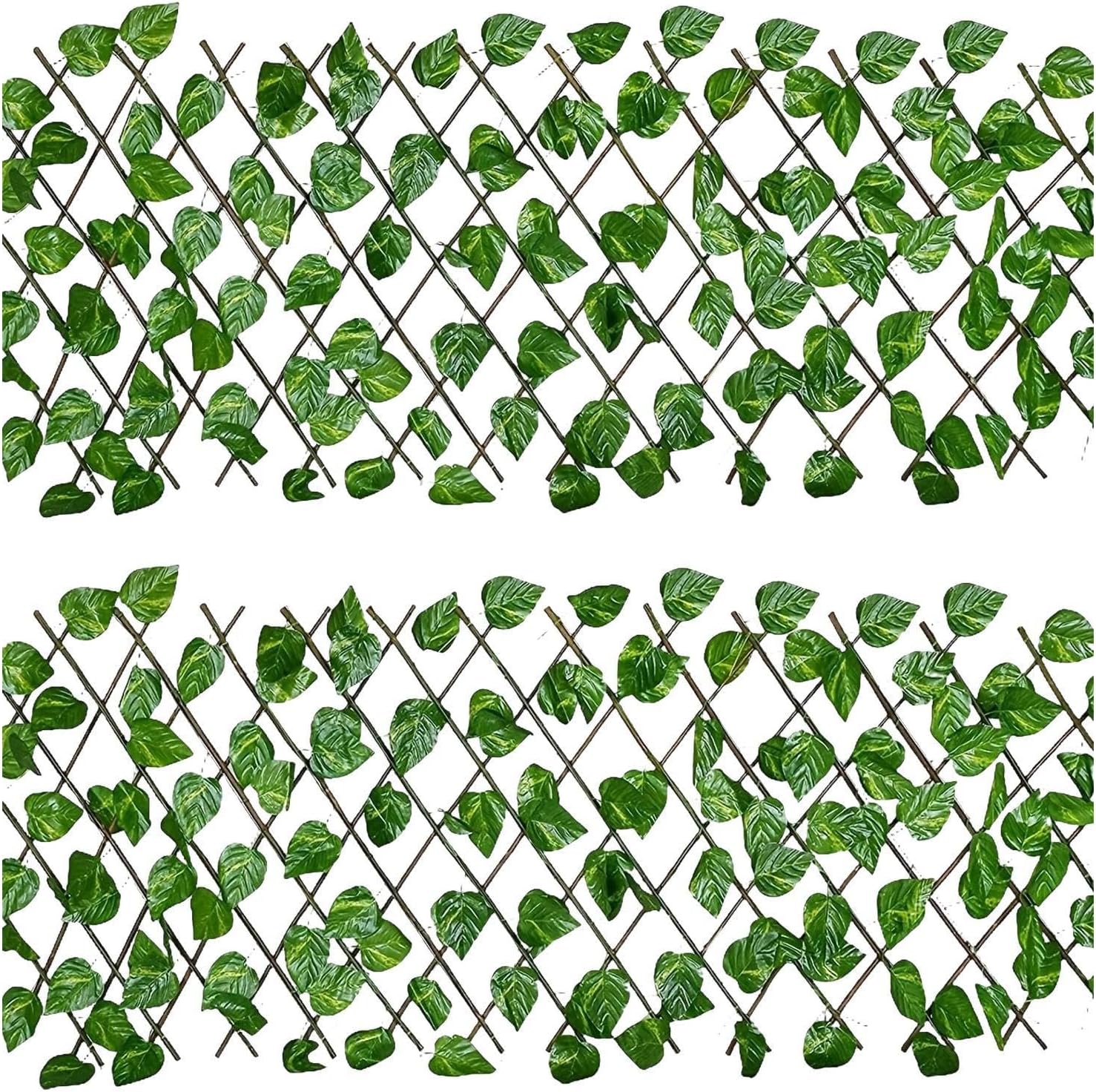 Set 2x gard artificial extensibil frunze verzi, 160 x 60