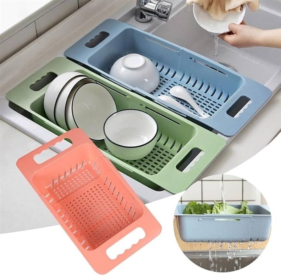 Set 3 strecuratoare pliabila extensibila pentru chiuveta colorate