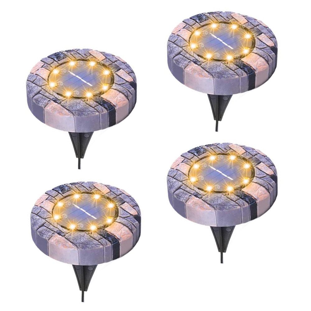 Set 4 lampi solare cu aspect de piatra cu 8 led-uri si senzor de lumina bell howell 