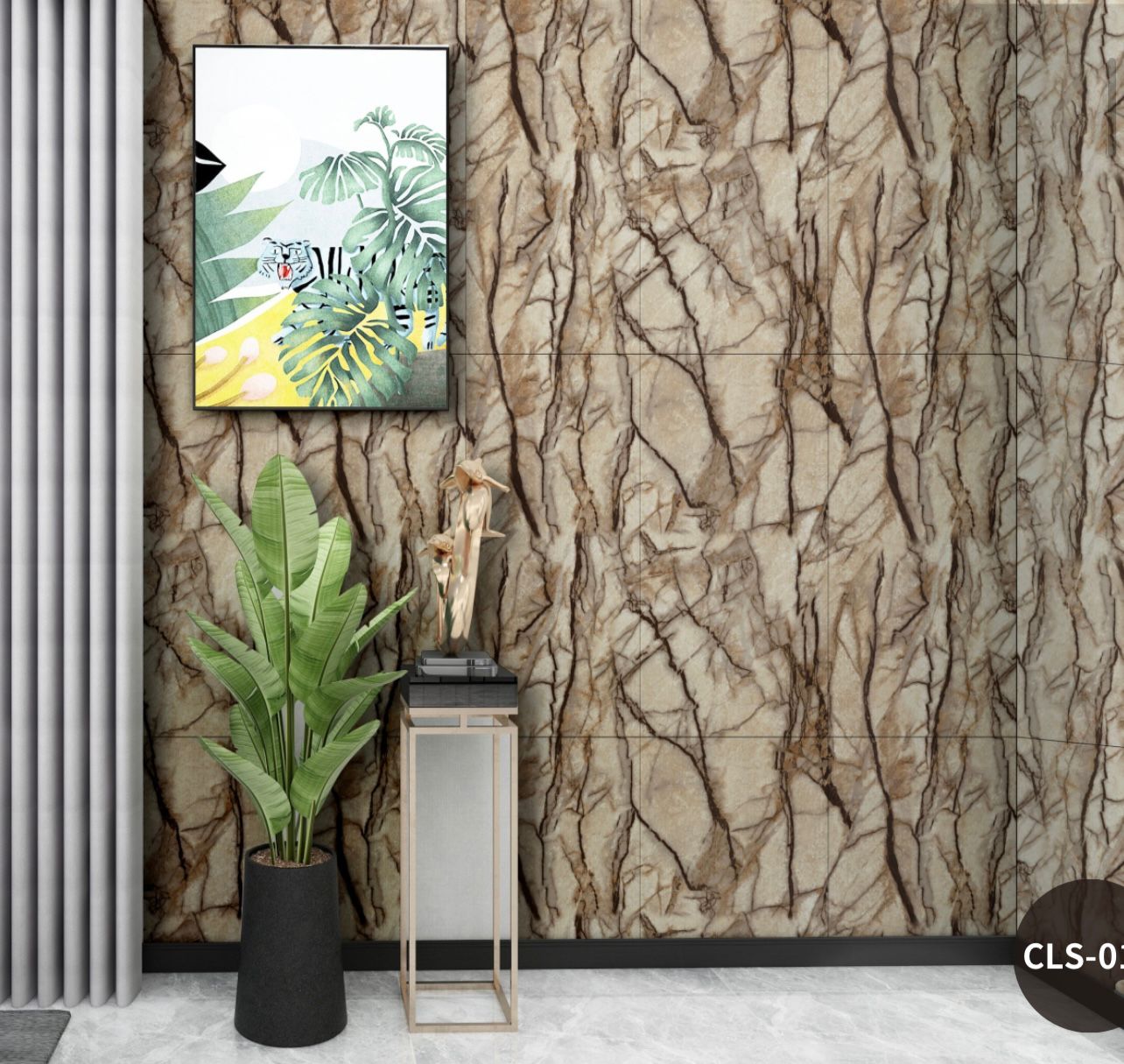 Set 5 x tapet 3d autoadeziv cu model scoarta maro, 30 cm x 60 cm x 1,8