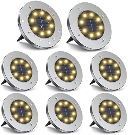 Set 8 x lampa solara cu 4 led si senzor de lumina cu fixare in sol