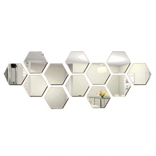 Set oglinzi decorative 12 bucati cu  forma hexagonala